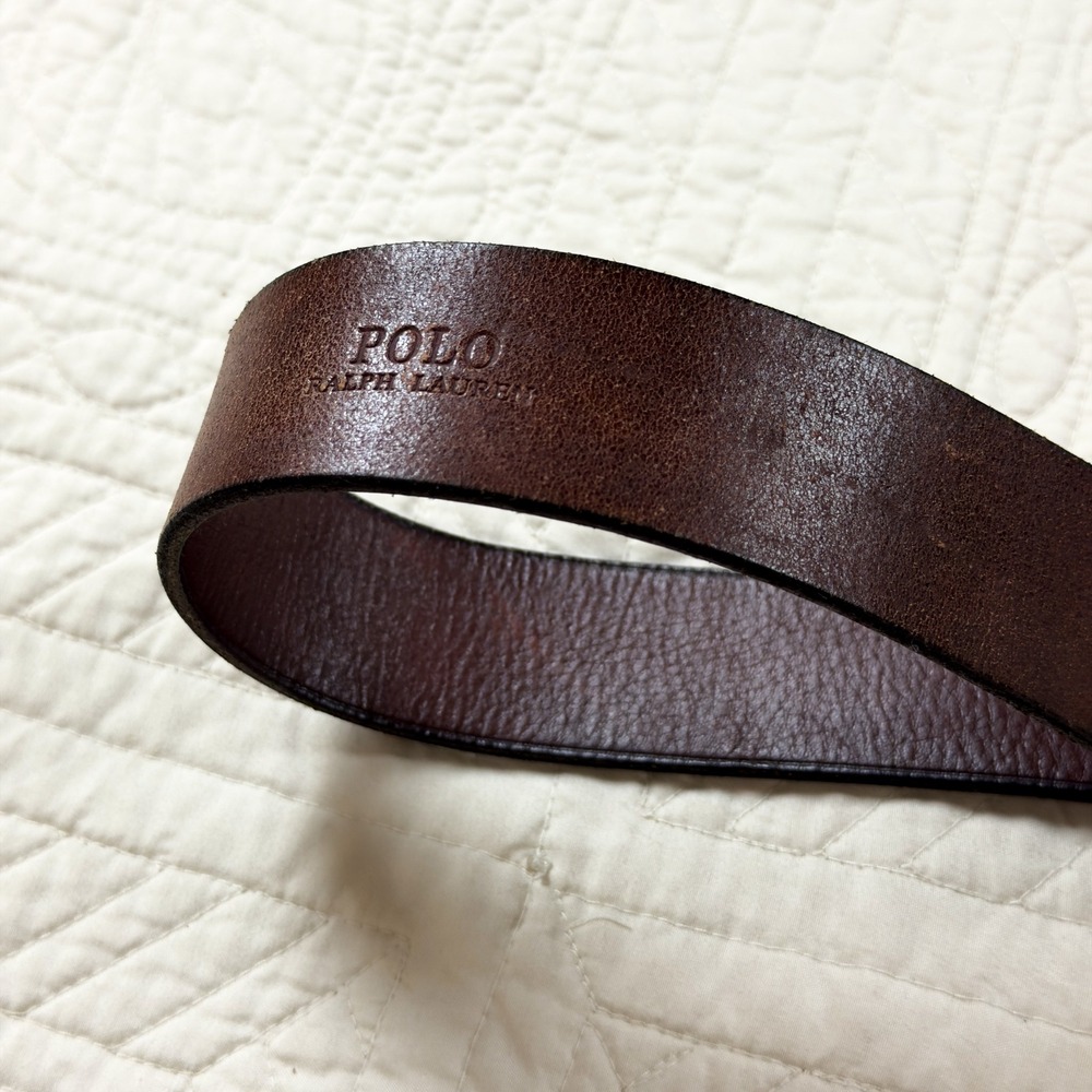 Polo Ralph Lauren Wilton Equestrian D-Ring Leather Belt Brown Brass RL Buckle 34 - Picture 3 of 12